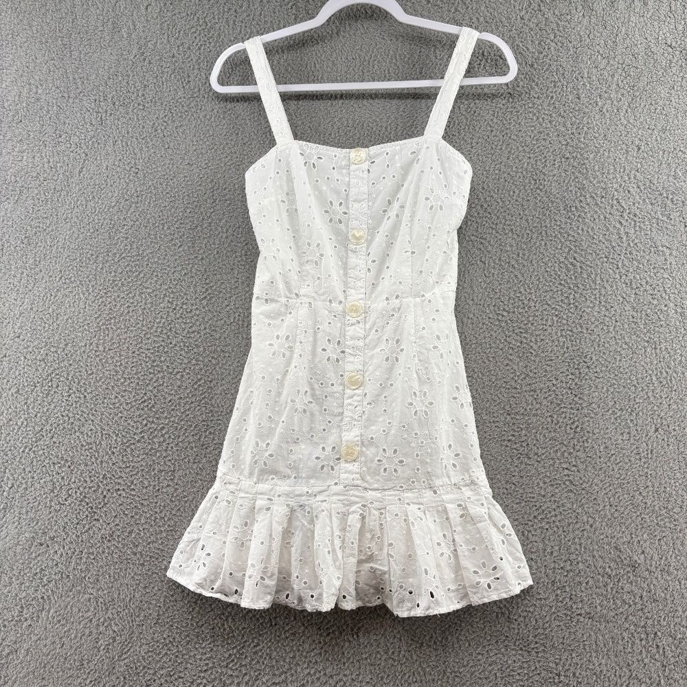 Alexis for Target White Eyelet Pleated Mini dress ruffle hem size small